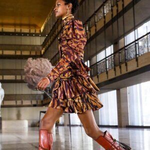 NWOT Ulla Johnson Deniz Silk Mini Dress in Acacia XS $795